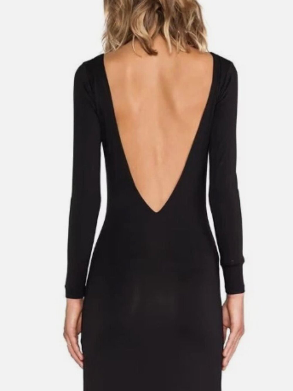 Lovers + Friends Lasting Impressions Long Sleeve Open Back Maxi Dress Black Sz M